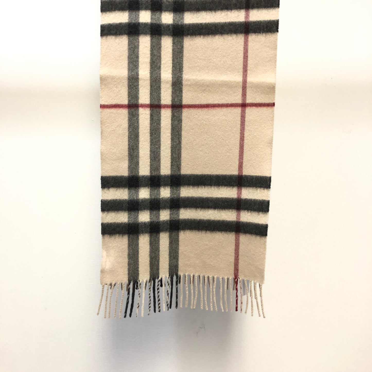 Burberry Beige Black Red Nova Check Cashmere Scarf 162×30cm