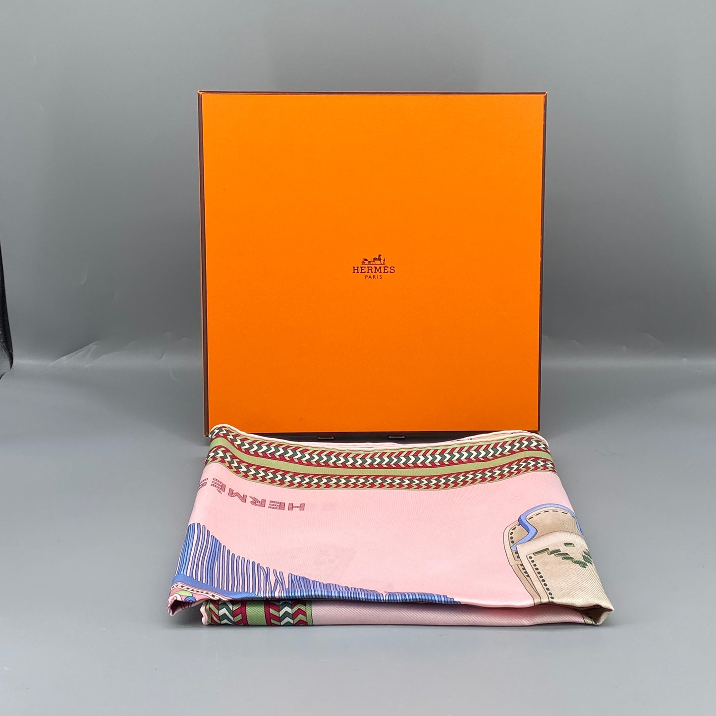 Hermes  Pink Multi Color Silk Scarf  90x90cm
