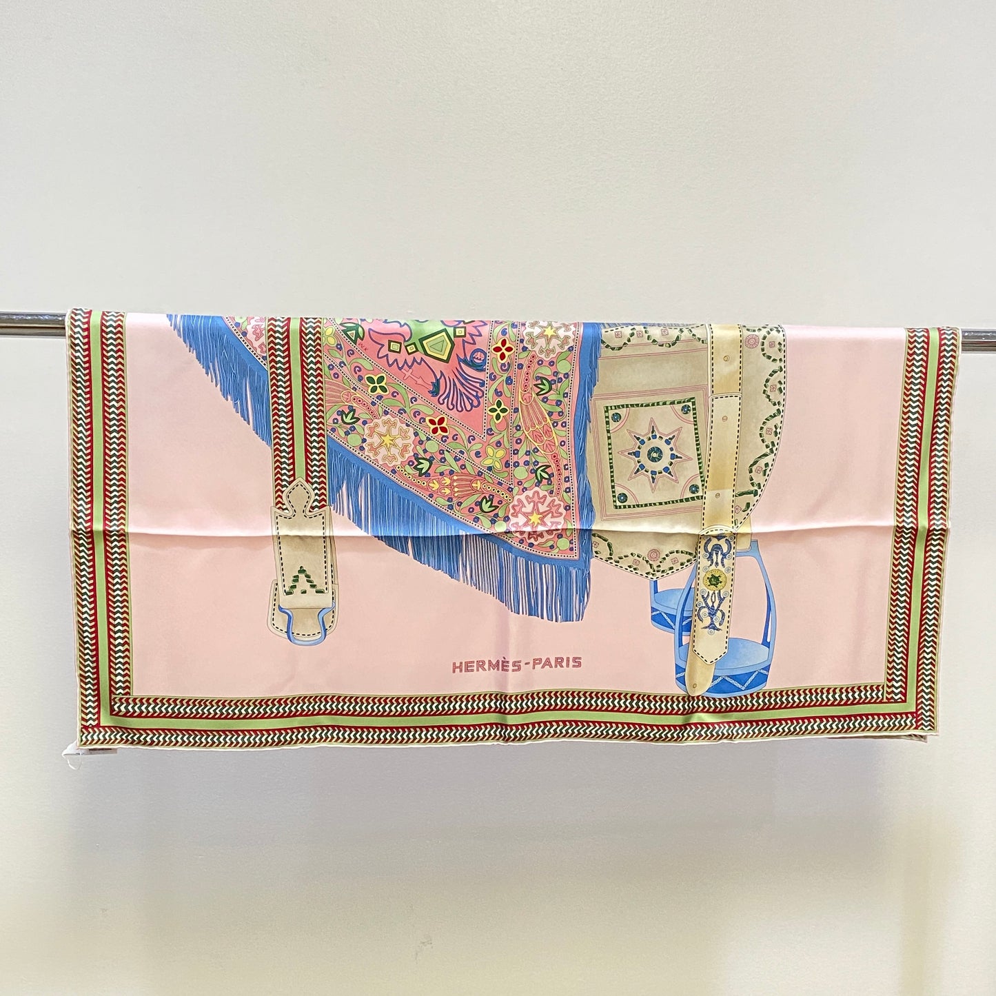 Hermes  Pink Multi Color Silk Scarf  90x90cm