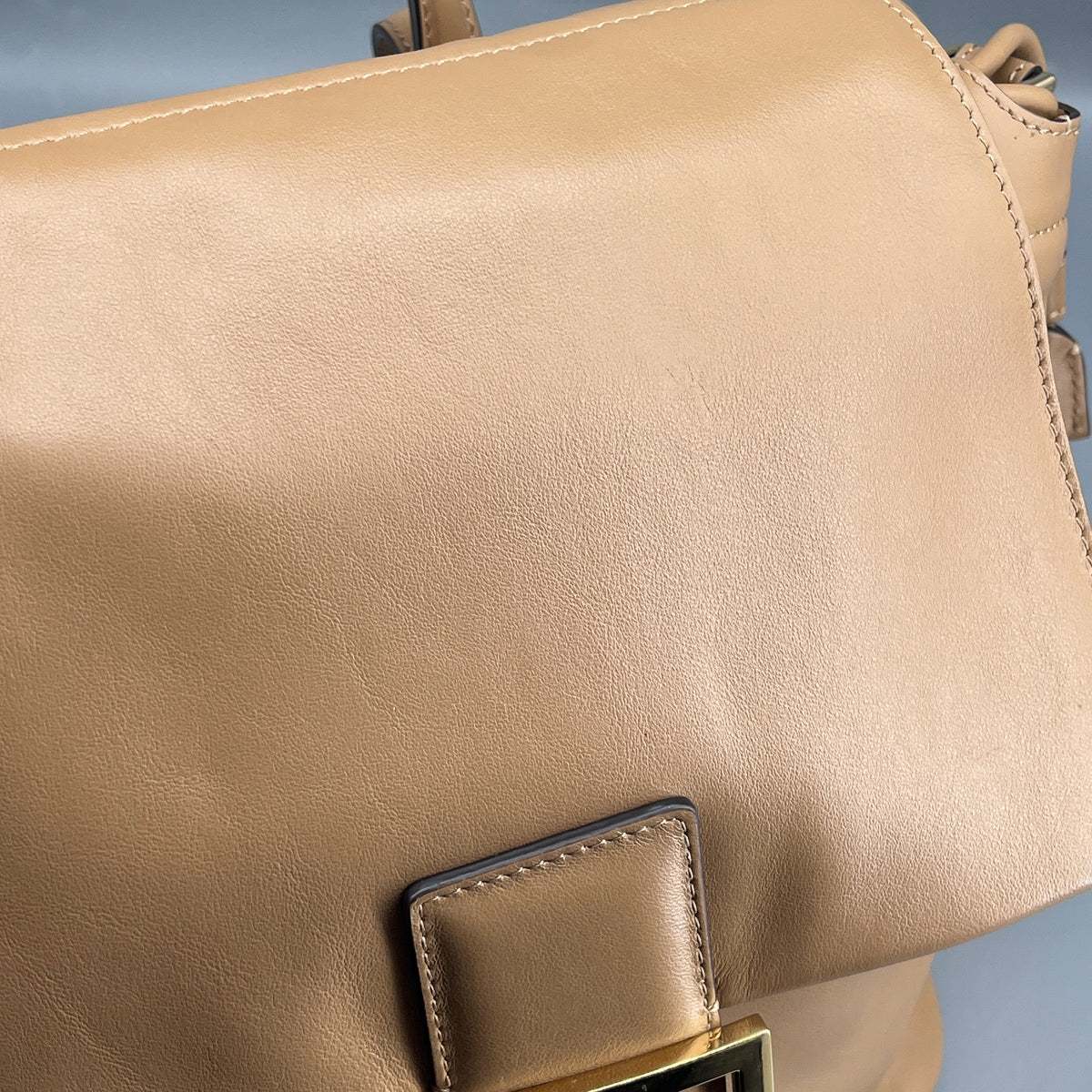 Fendi Brown beige Leather FF-clasp Backpack