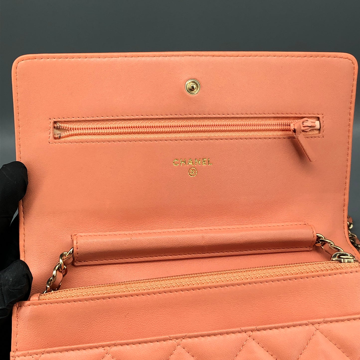 Chanel Classic Wallet On Chain Pink Quilted Leather Crossbody Bag