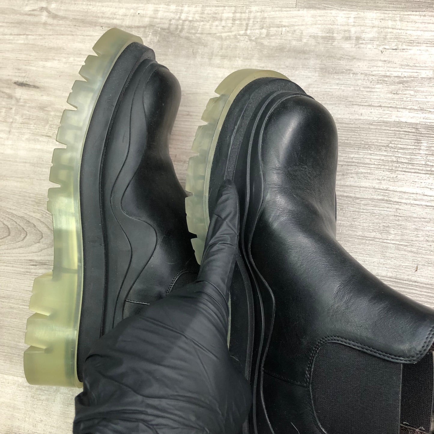 Bottega Veneta Black Leather Chelsea Boots Women's Shoes Size 36.5