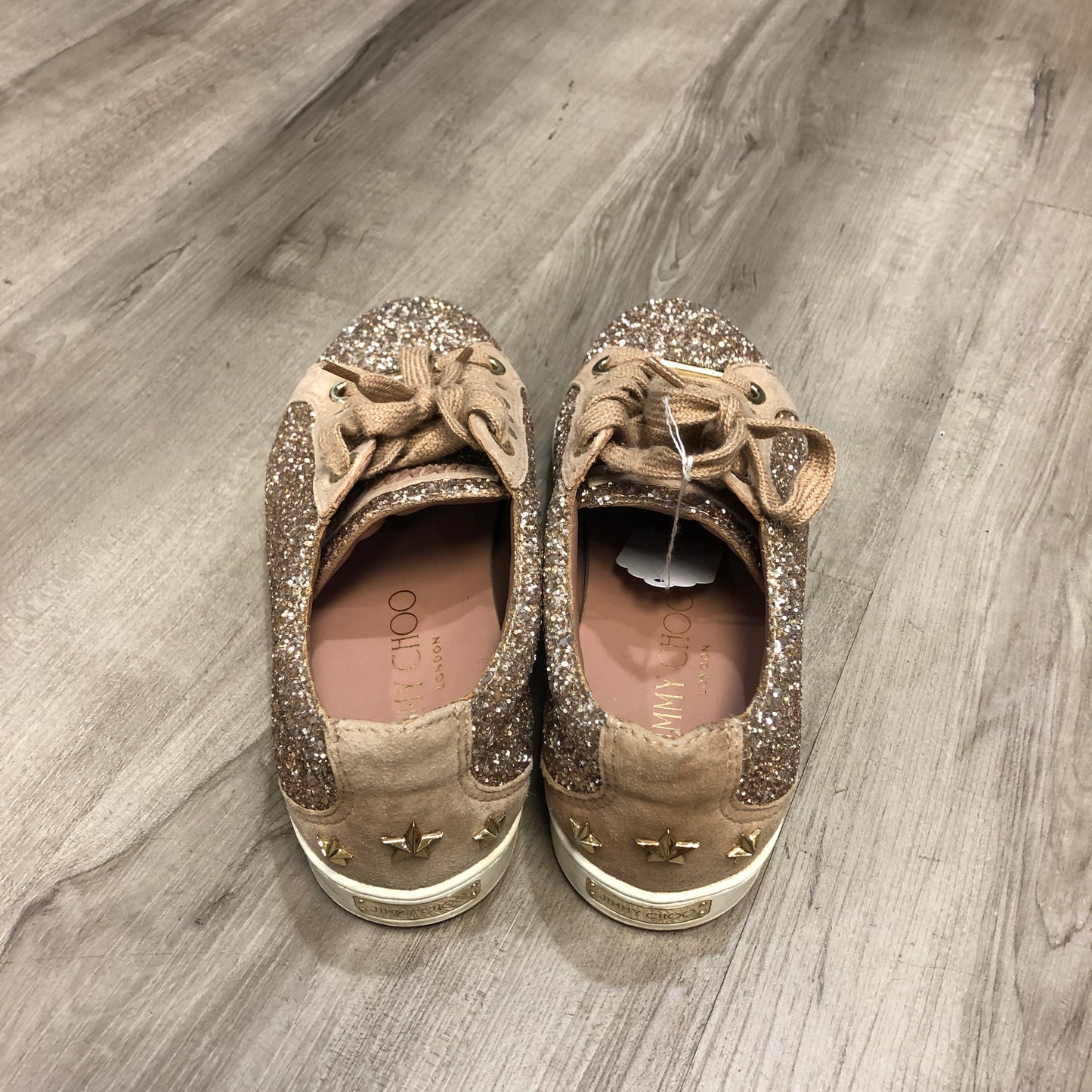Jimmy Choo Ballerina Pink Glitter & Suede Star Sneakers 35