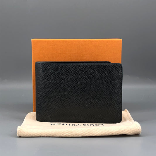 Louis Vuitton Taiga Leather Bifold Wallet Black