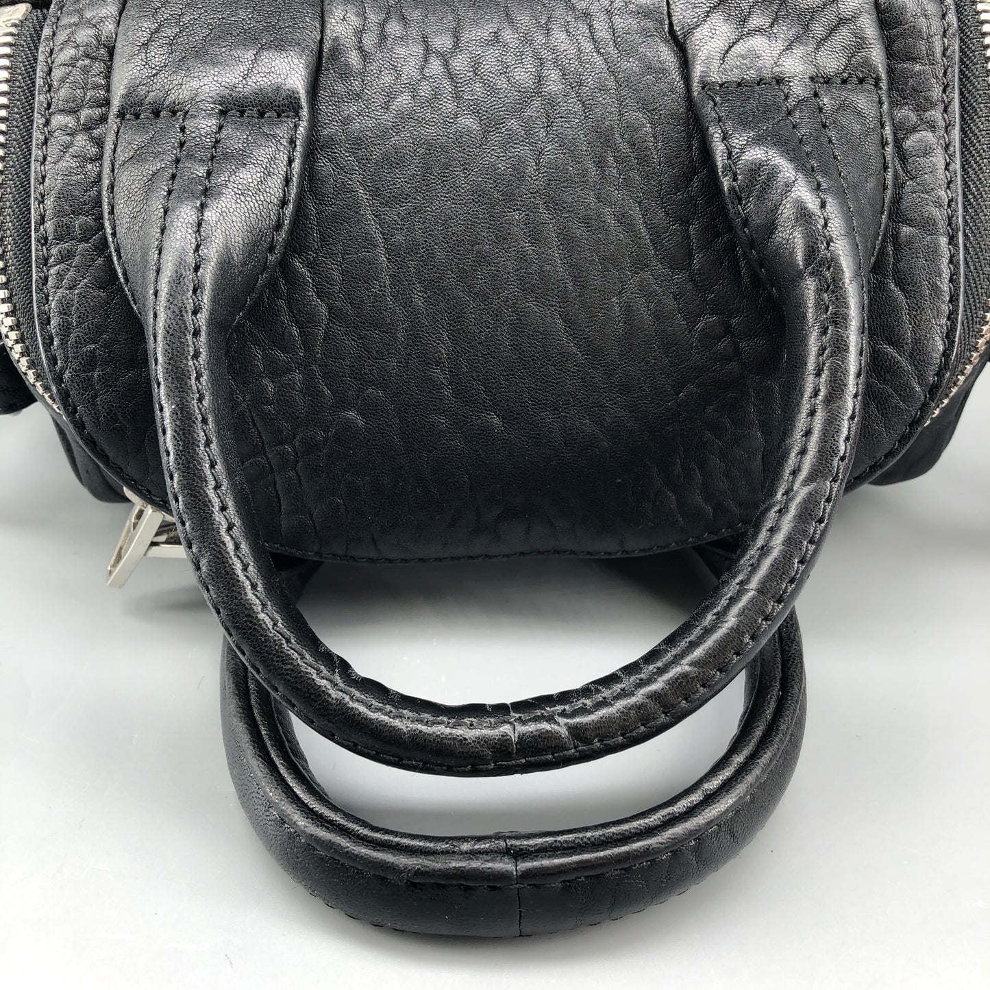 Alexander Wang Ruched Leather Studded Boston Bag Black