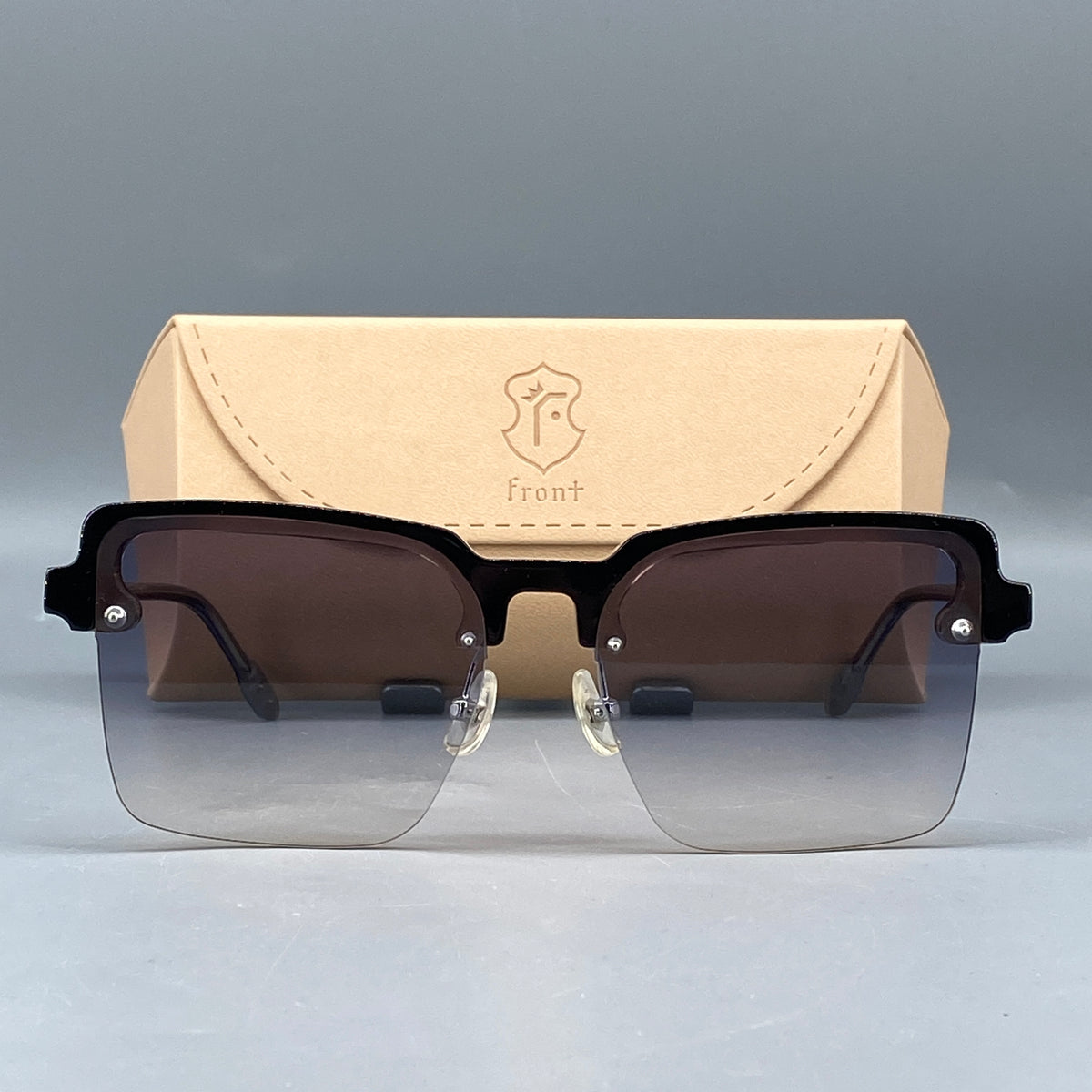 Front Rimless Square Sunglasses Grey