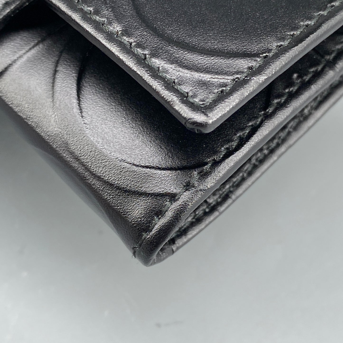 Ferragamo Black Embossed Gancini Short Wallet with Keyring