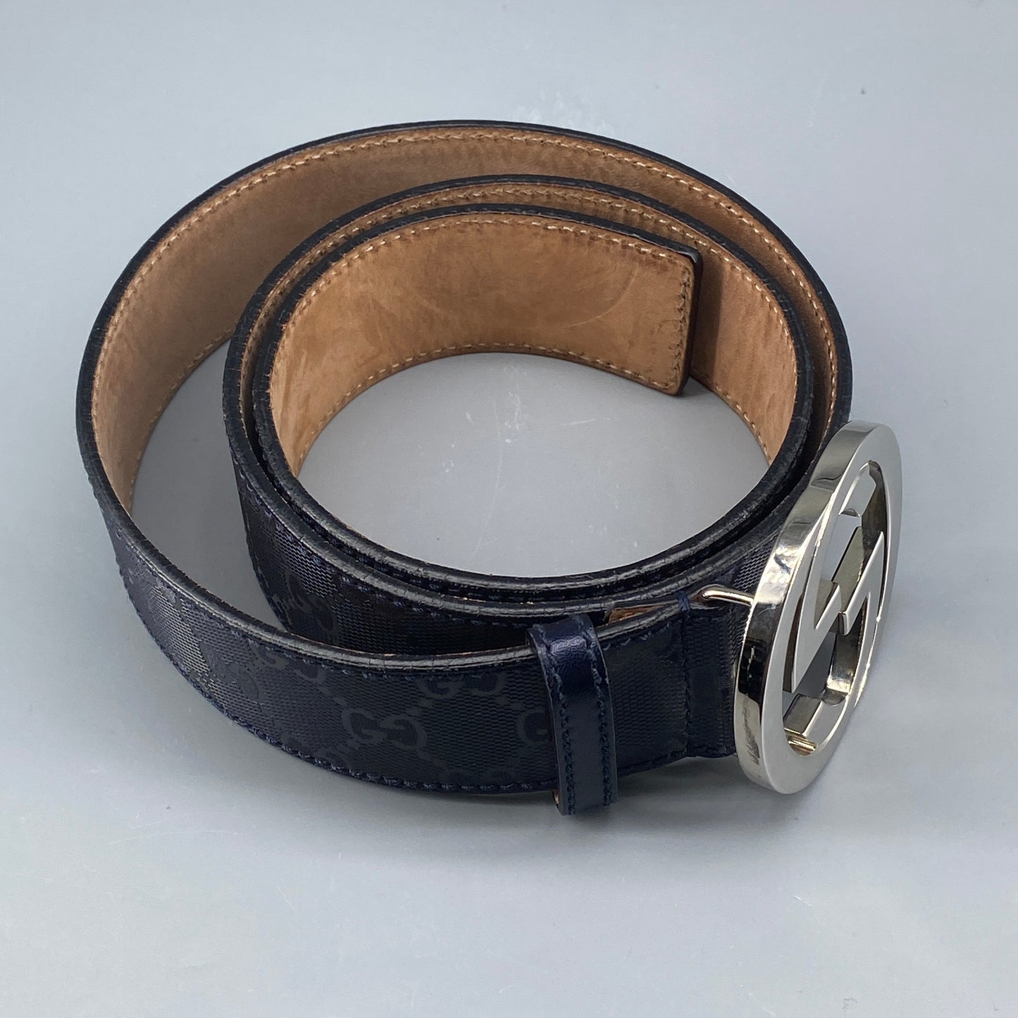 Gucci Dark Blue GG Supreme Belt 90cm