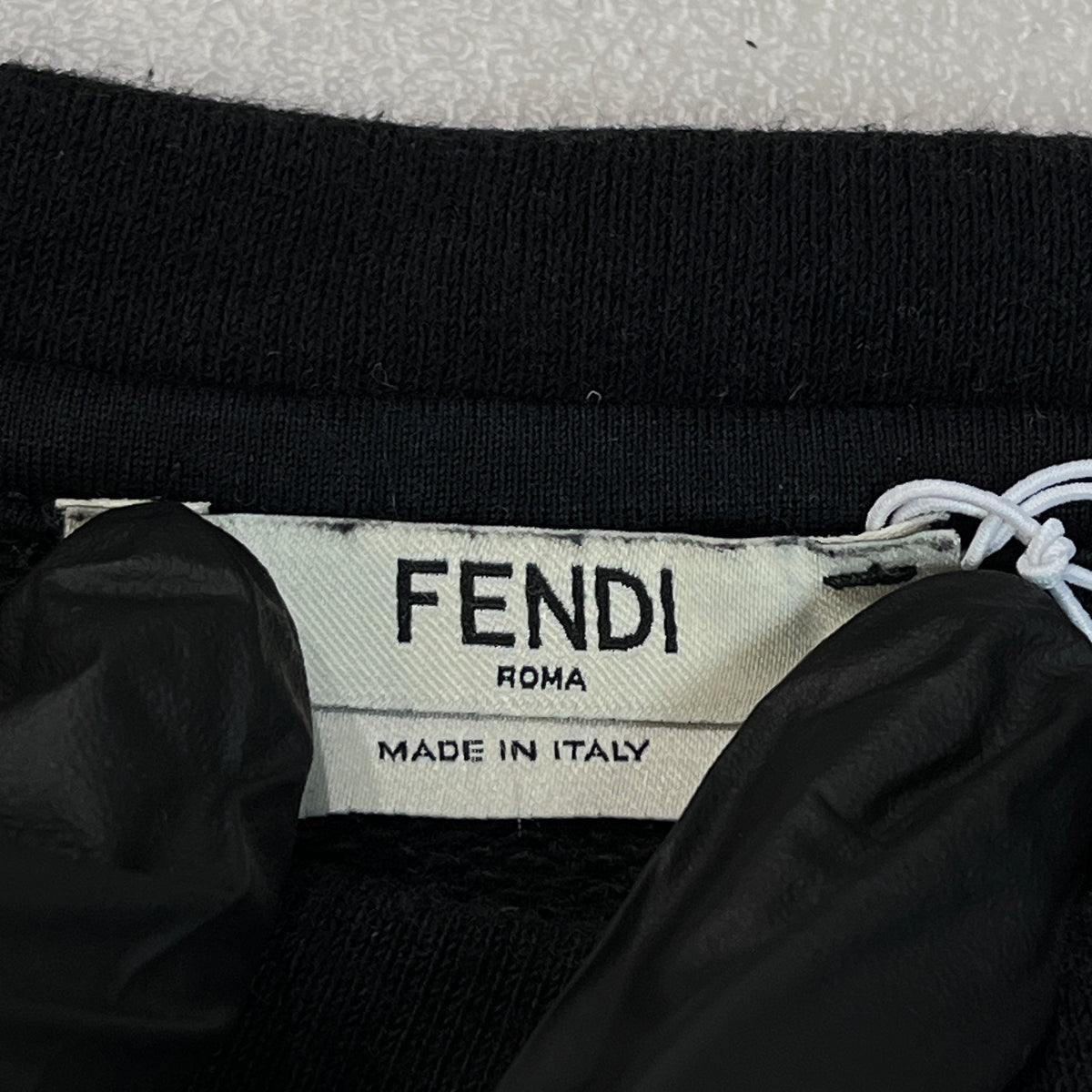 Fendi Black Cropped Crew Neck Sweatshirt Karl Print On Sleeve