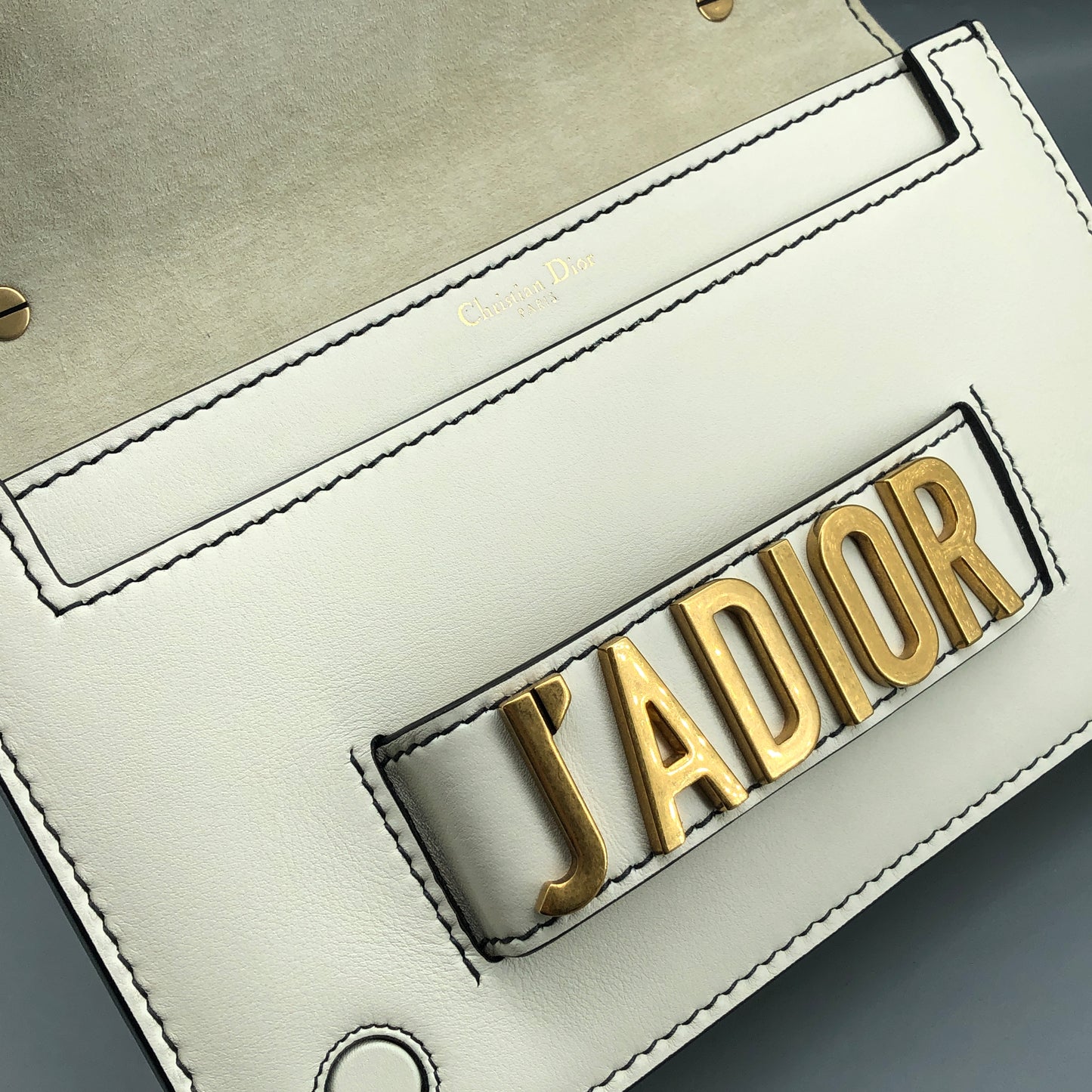 Christian Dior White Smooth Leather J'ADIOR Flap Chain Shoulder Bag
