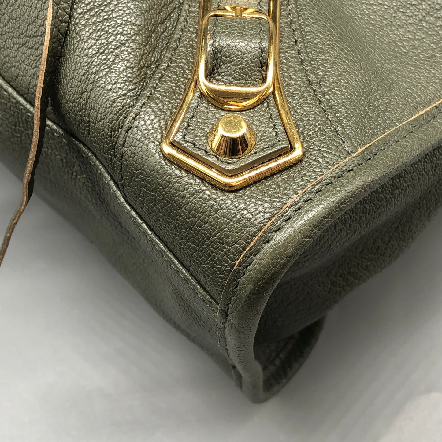 Balenciaga Classic Metallic Edge City Bag Olive Leather Handbag