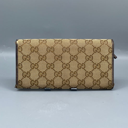 Gucci Beige GG Canvas Heart Double G Snap Long Wallet