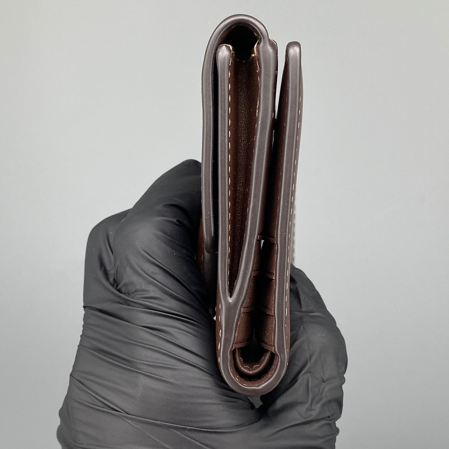 Coach Deep Brown Smooth Leather Flip Card Wallet