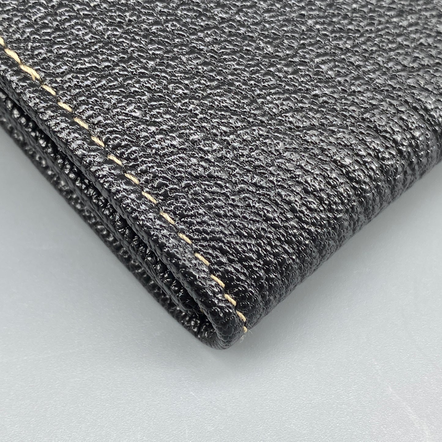 Ferragamo Black Grain Leather Flap Long Wallet