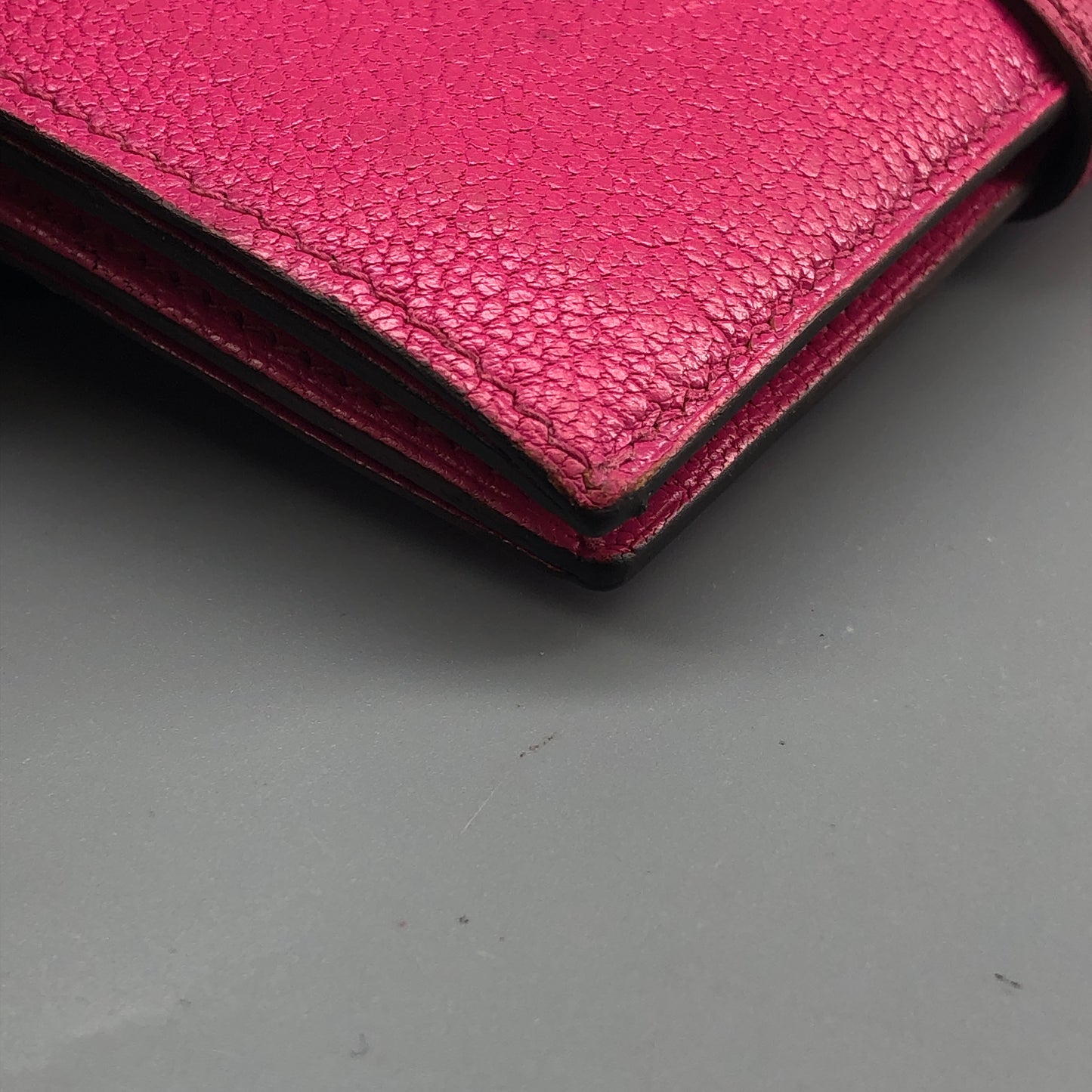 Hermes Bearn Compact Leather Card Holder Wallet Pink