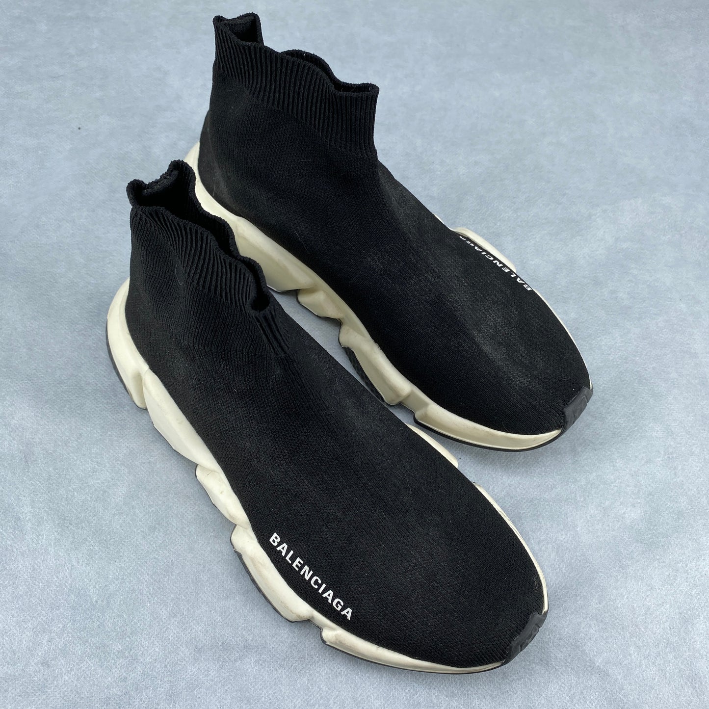 Balenciaga Women's Black Stretch Knit Speed Slip-On Sock Sneakers Size 38