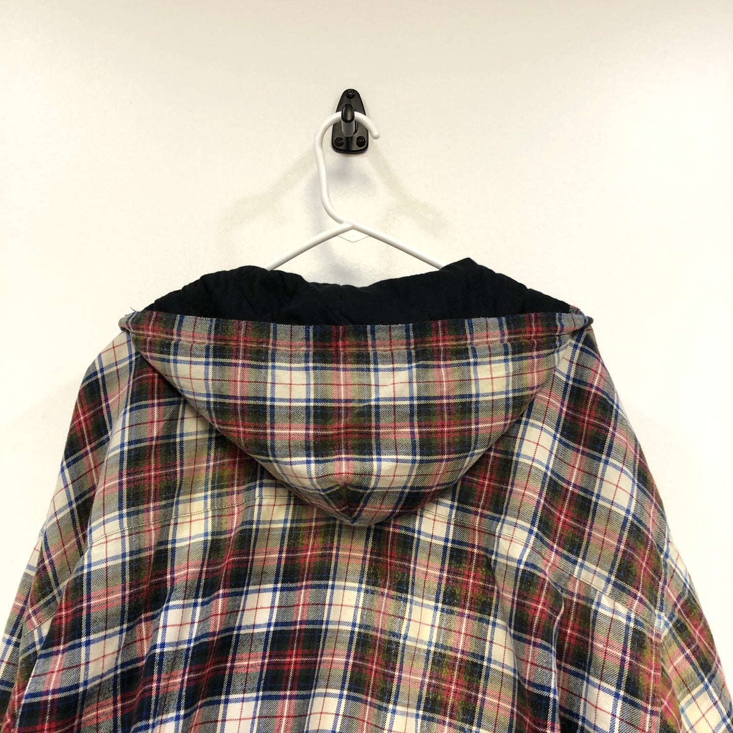 Balenciaga Multi-Color Plaid Hooded Overshirt Size XS