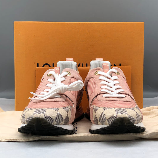 Louis Vuitton Women's Pink & Cream Damier Azur Sneakers shoes 37