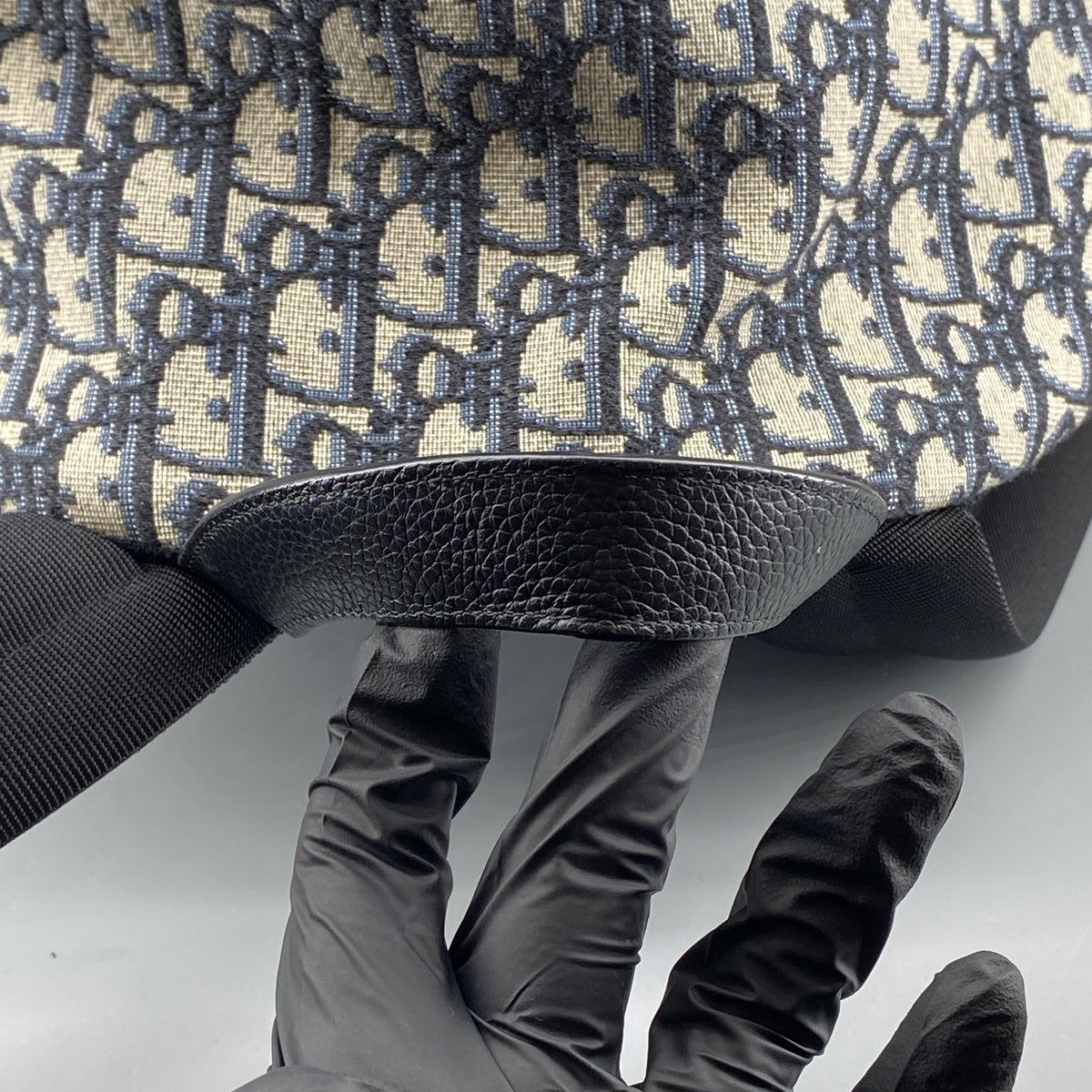 Christian Dior Navy Grey Oblique Jacquard Backpack Bag