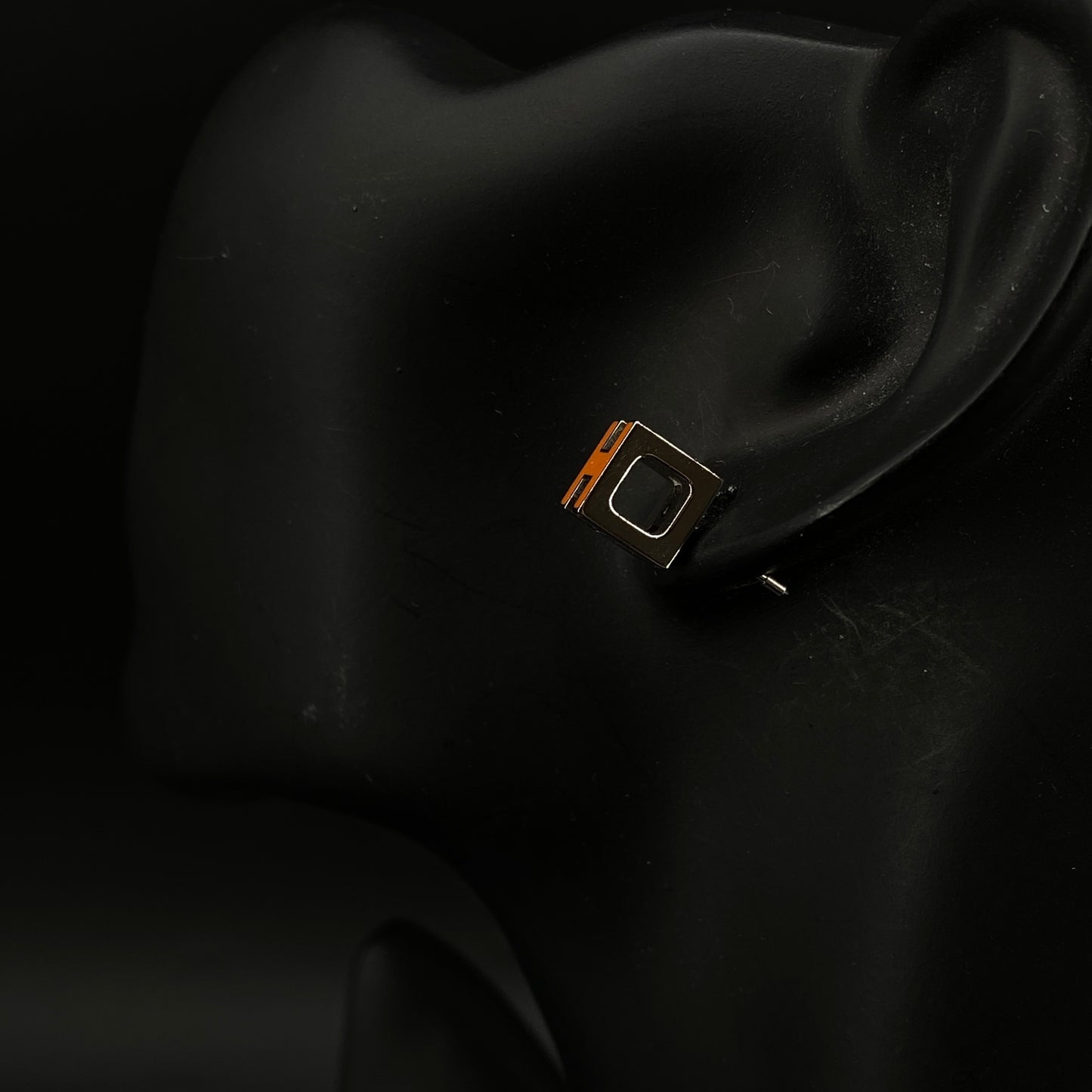 Hermes Orange Mini H Stud Earrings