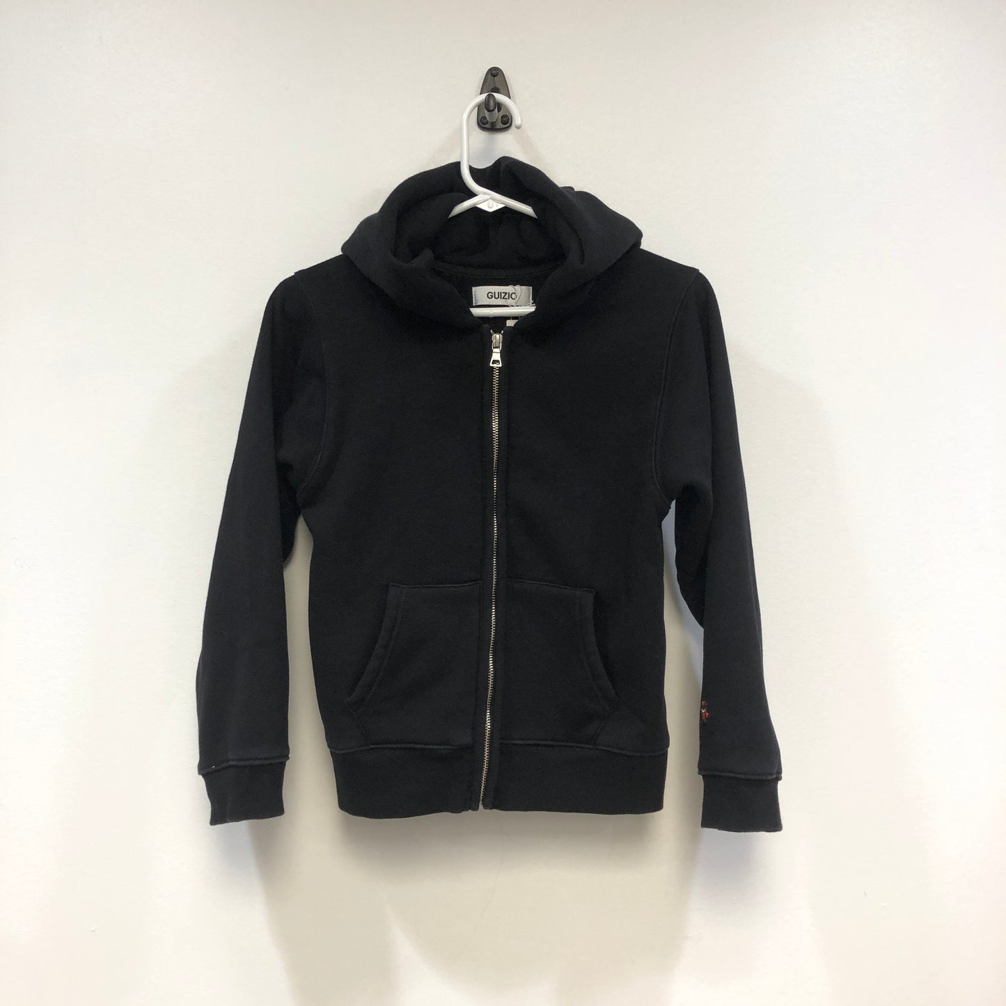GUIZIO Black Zip-Up Logo Hoodie S