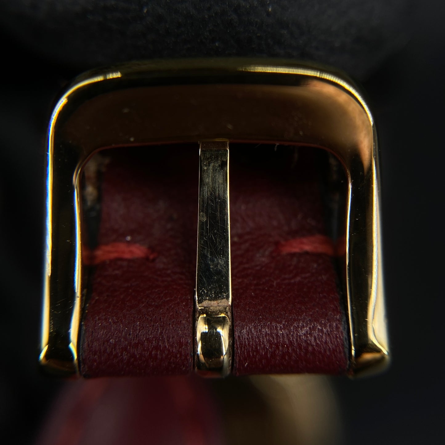 Burberry Gold Case Quartz Watch Dark Red Leather Strap