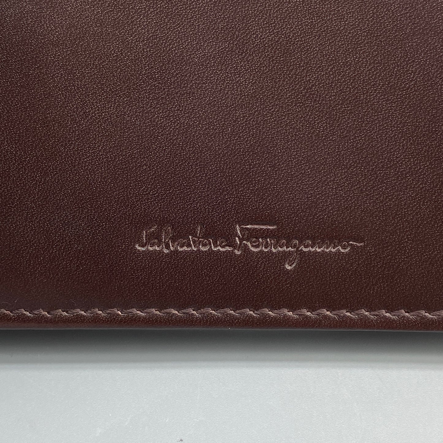 Ferragamo Deep Brown Smooth Leather Bi-fold Short Wallet