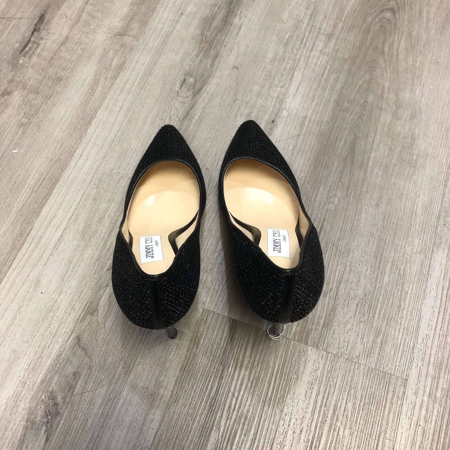 Jimmy Choo Women‘s Glitter Fabric Pointed Toe Stiletto Pumps Shoes 35.5 Black