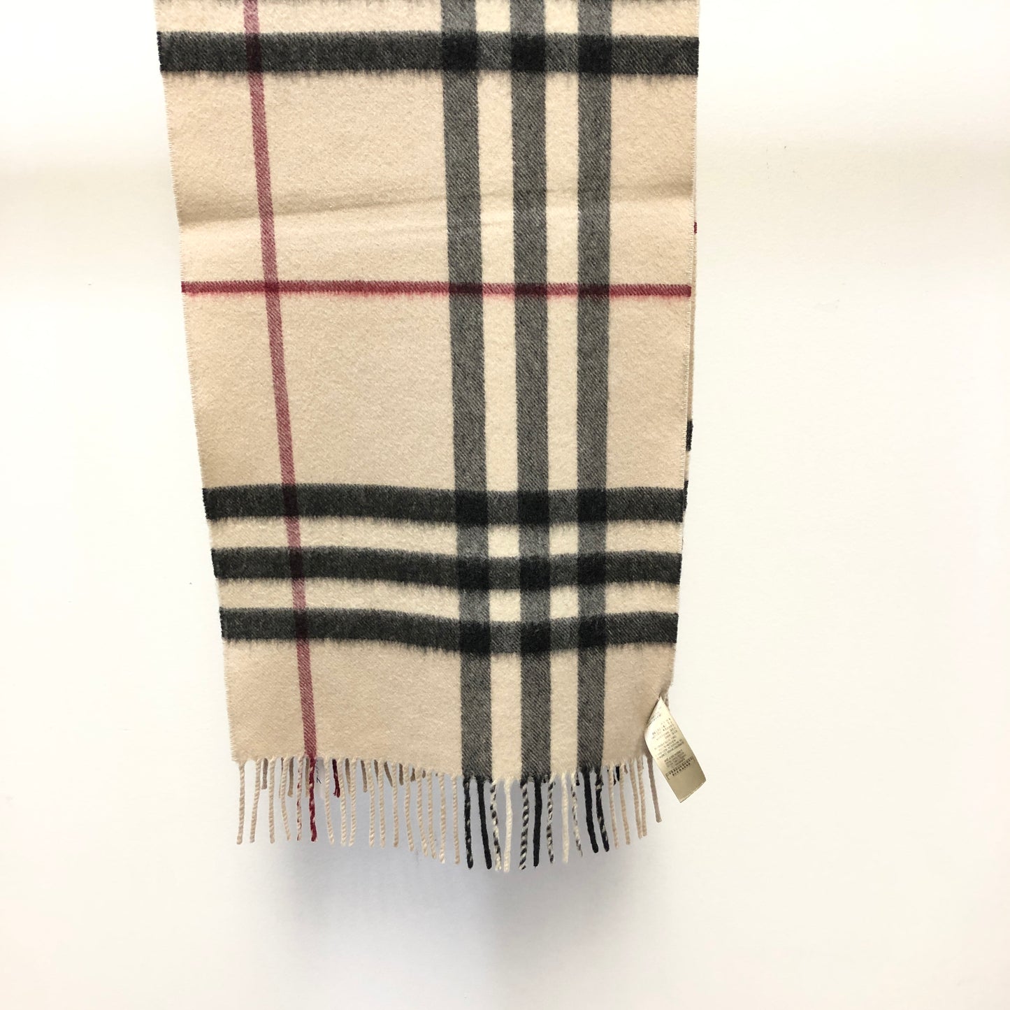 Burberry Beige Black Red Nova Check Cashmere Scarf 162×30cm