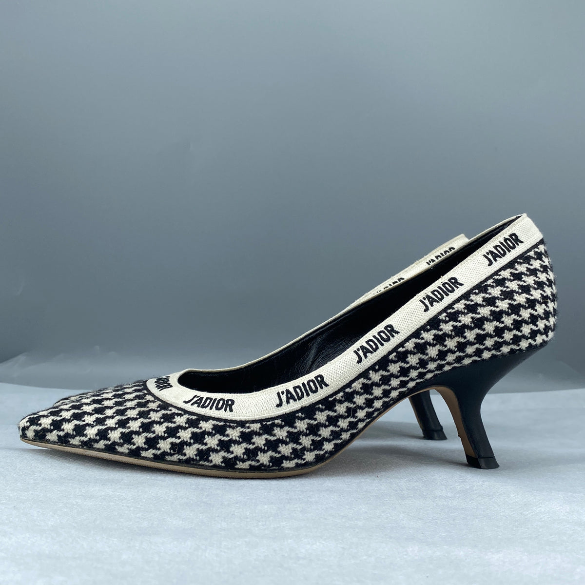 Christian Dior Houndstooth Fabric Pointed Toe High Heel  Size 37.5