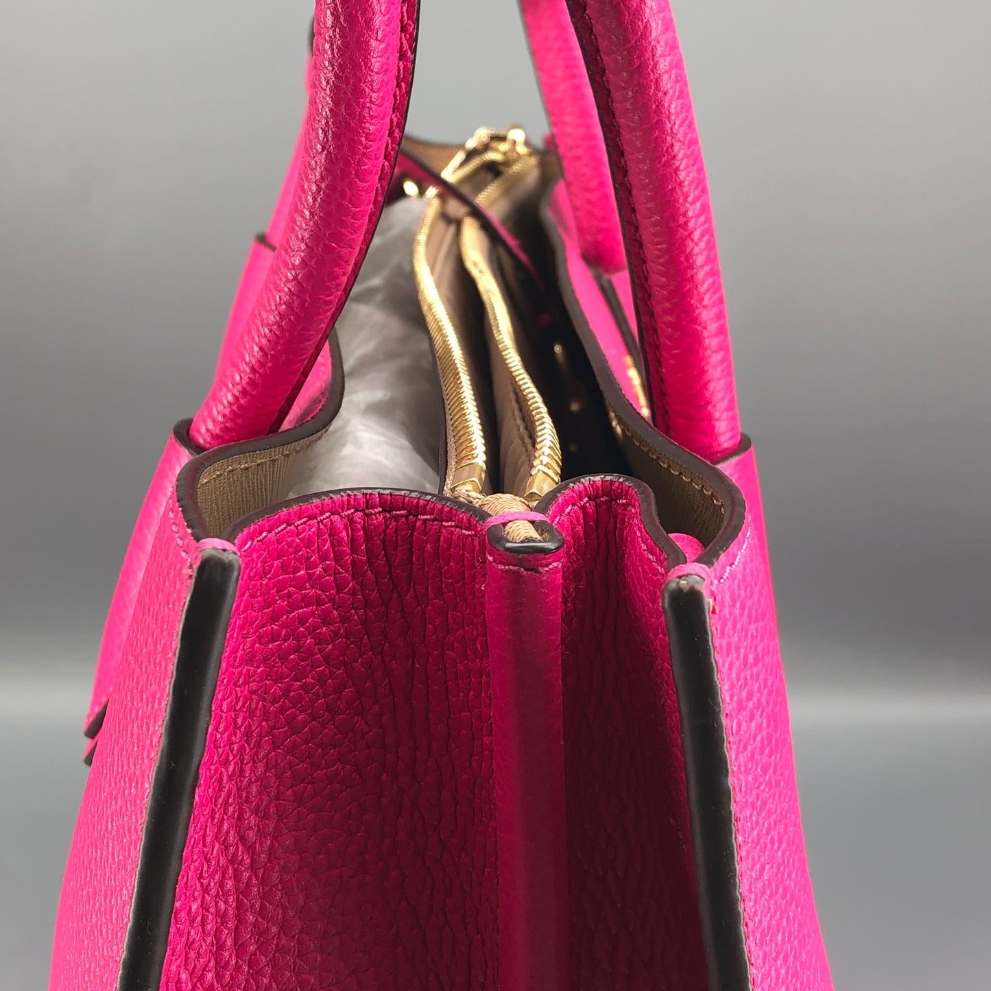 Michael Kors Pebbled Leather Tote Shoulder Hand Bag Hot Pink