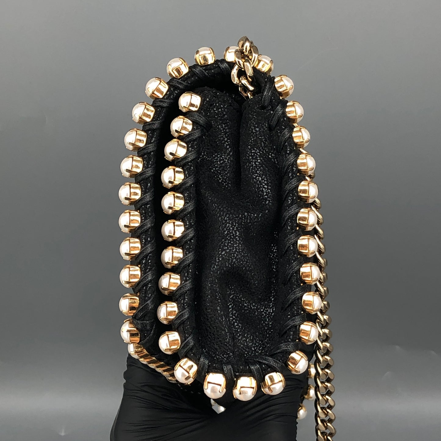 Stella McCartney Falabella Pearl-Trim Crossbody Bag Black/pearl