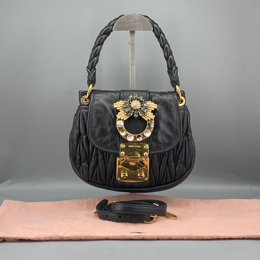 Miu Miu Black Gathered Leather Bag
