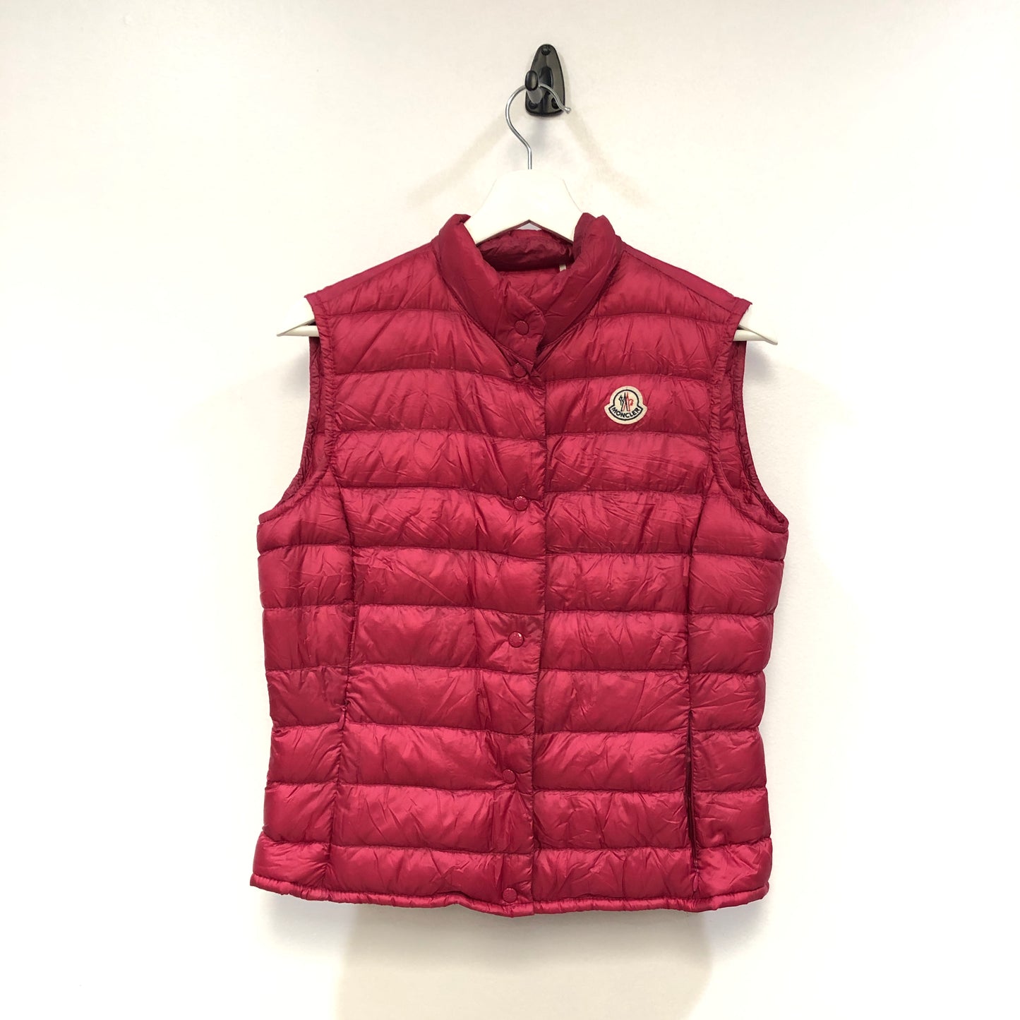 Moncler Fuchsia Stand Collar Quilted Down Gilet Size 2