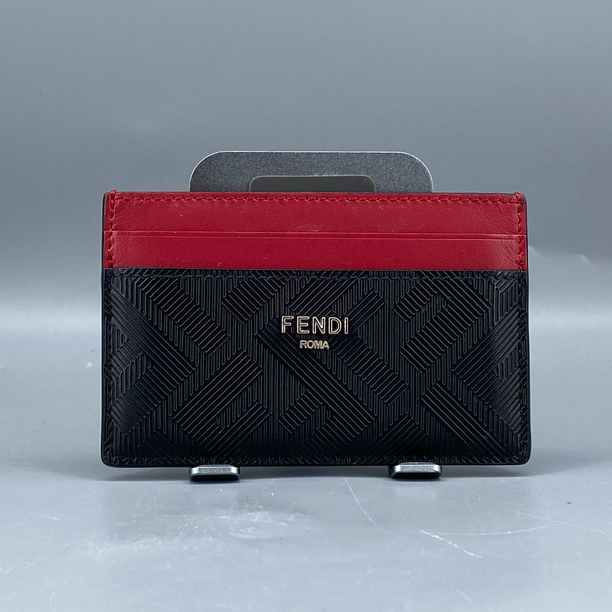 Fendi Black FF Diagonal Canvas Card Holder