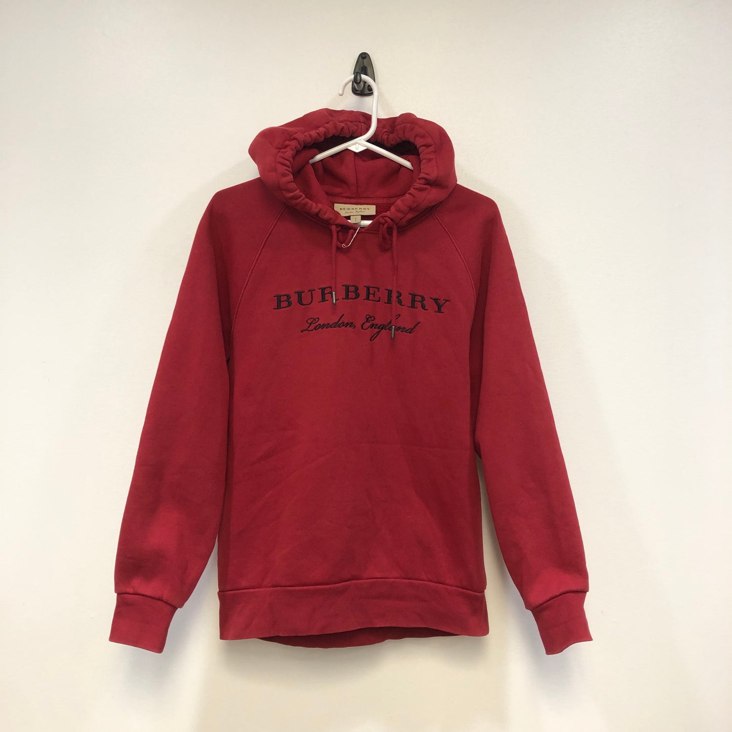Burberry Burgundy Logo Print Hoodie Size S