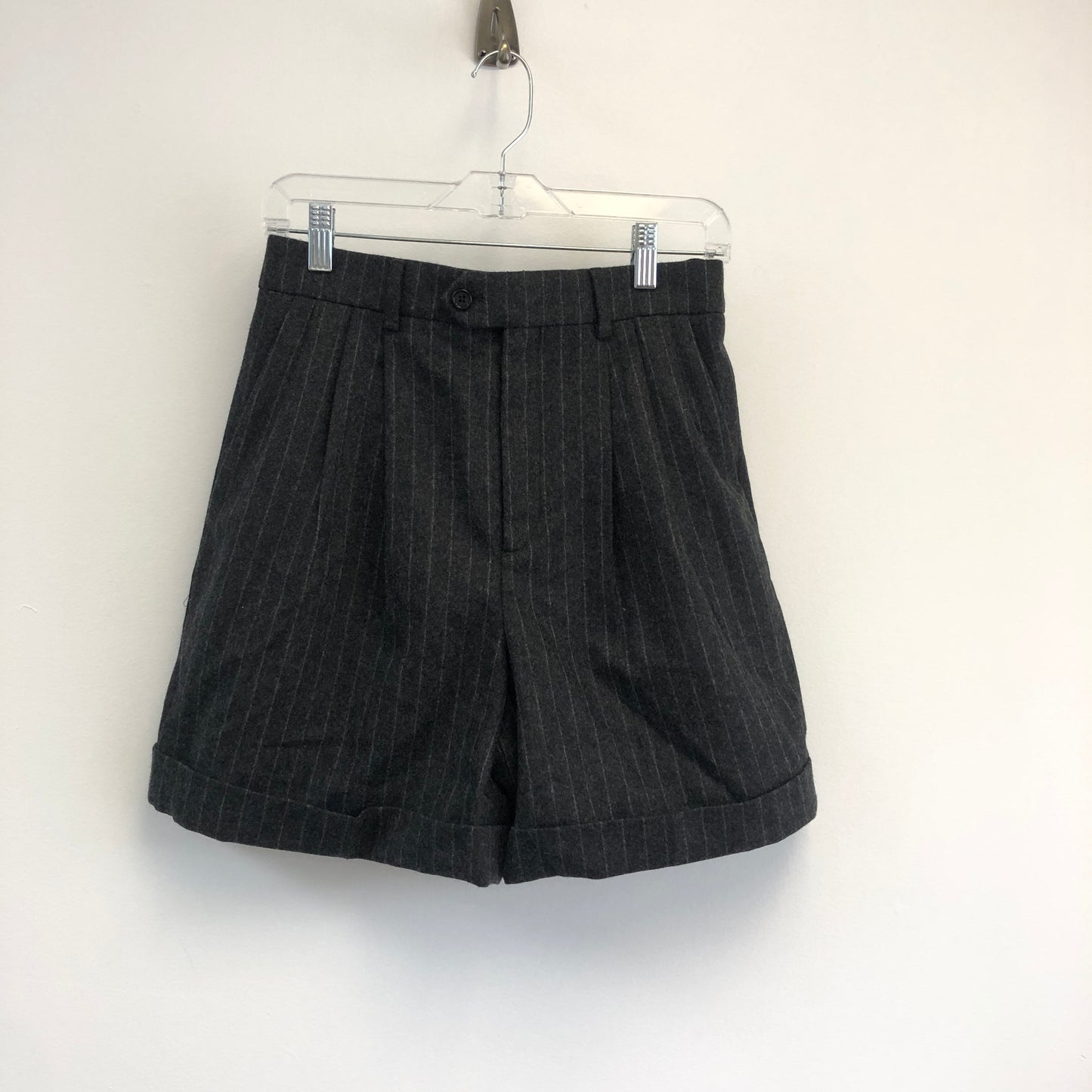 Celine Dark Grey Pinstripe Wool Shorts Size 36