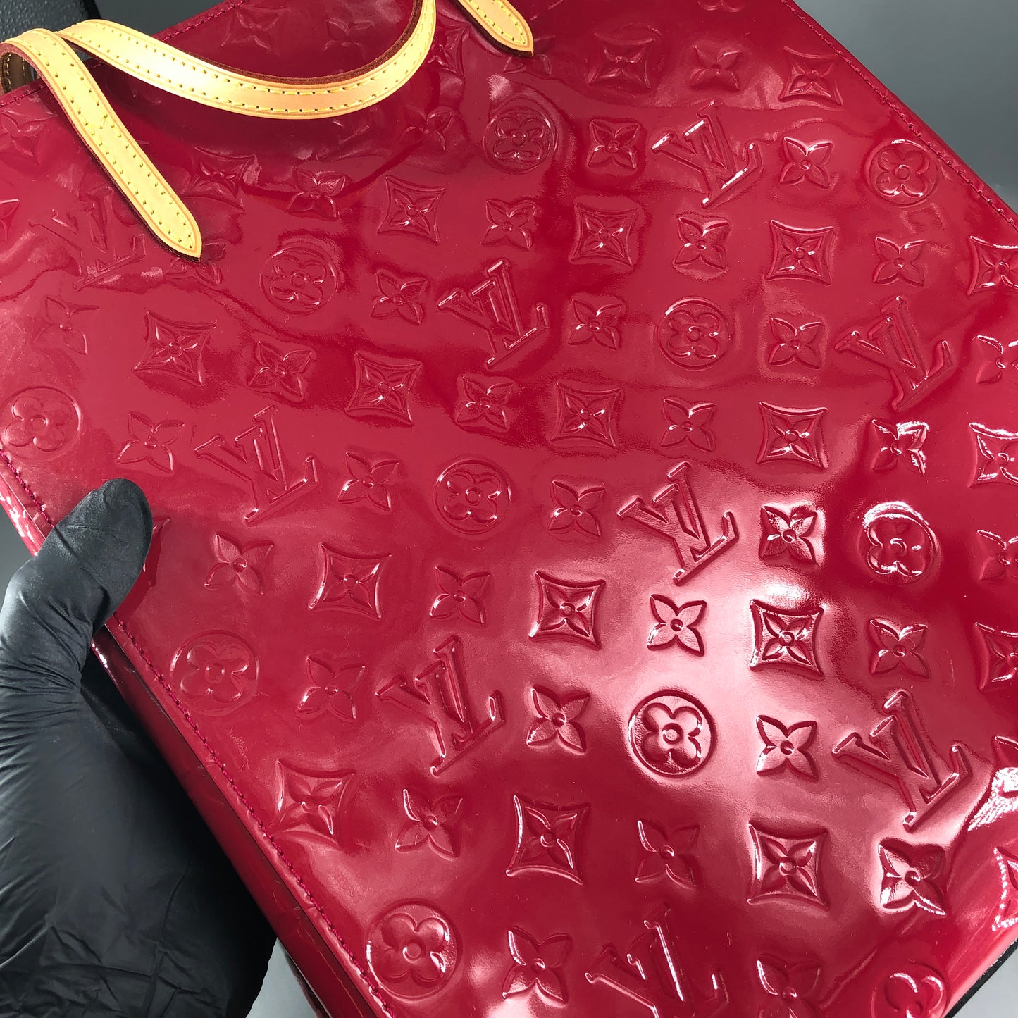 Louis Vuitton Vernis MM Vertical Tote Bag Hot Pink Monogram Patent Leather