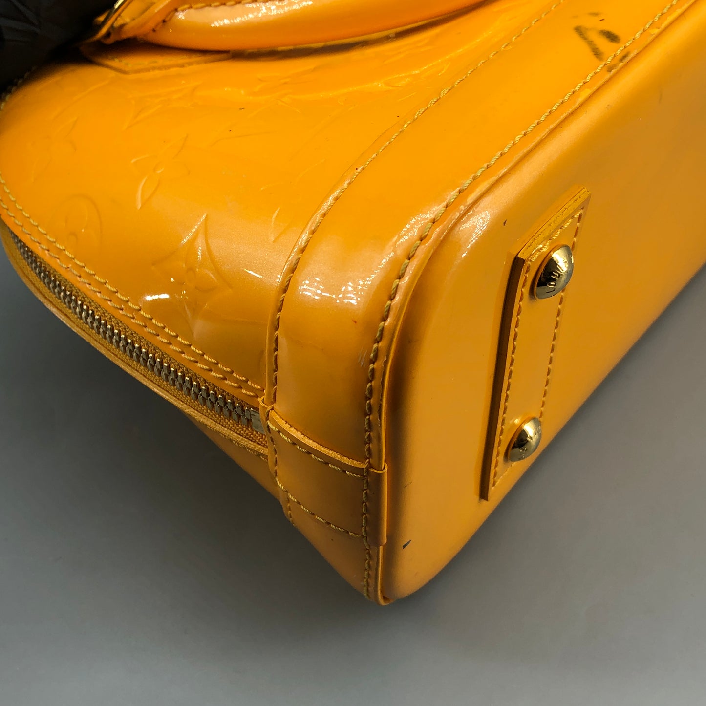 Louis Vuitton Yellow Vernis Monogram Alma Handbag Shoulder Bag