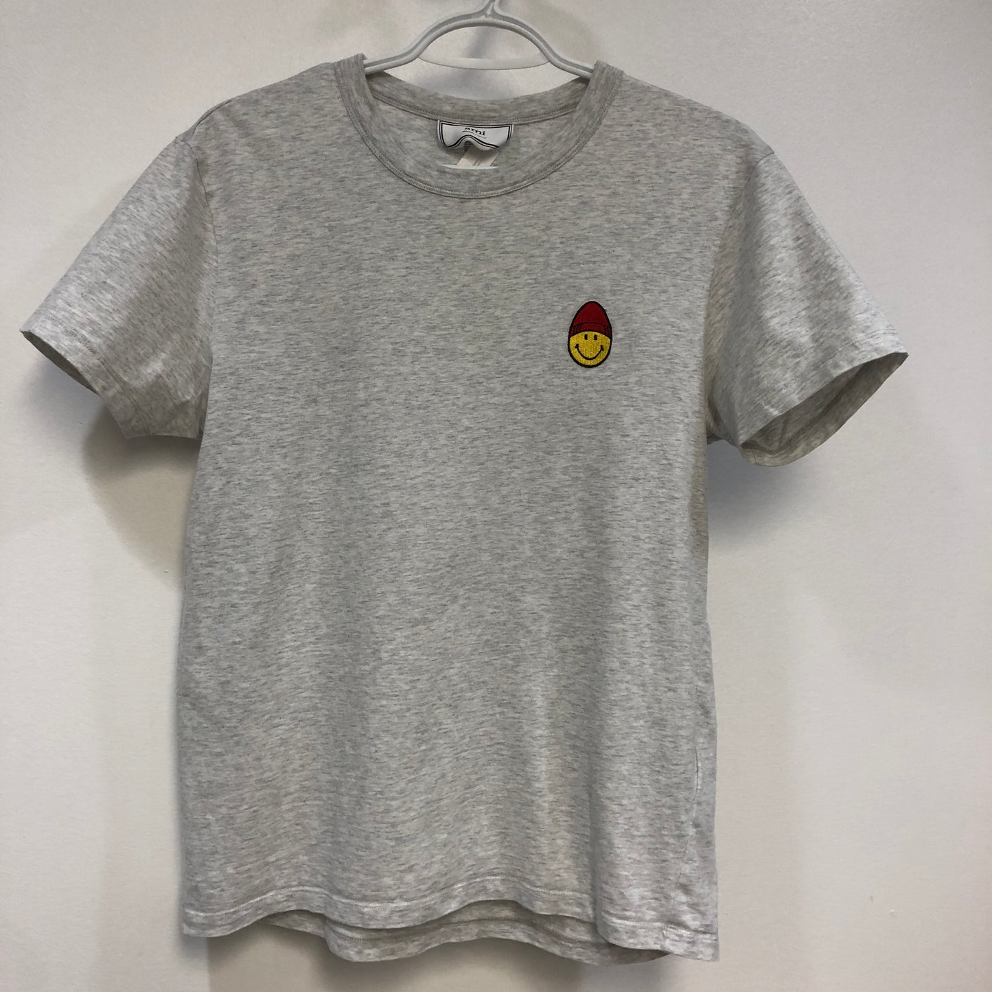 Ami x Smiley Co-Logo Short Sleeve T-Shirt Size XS Light Grey P2P 20-22 Inches