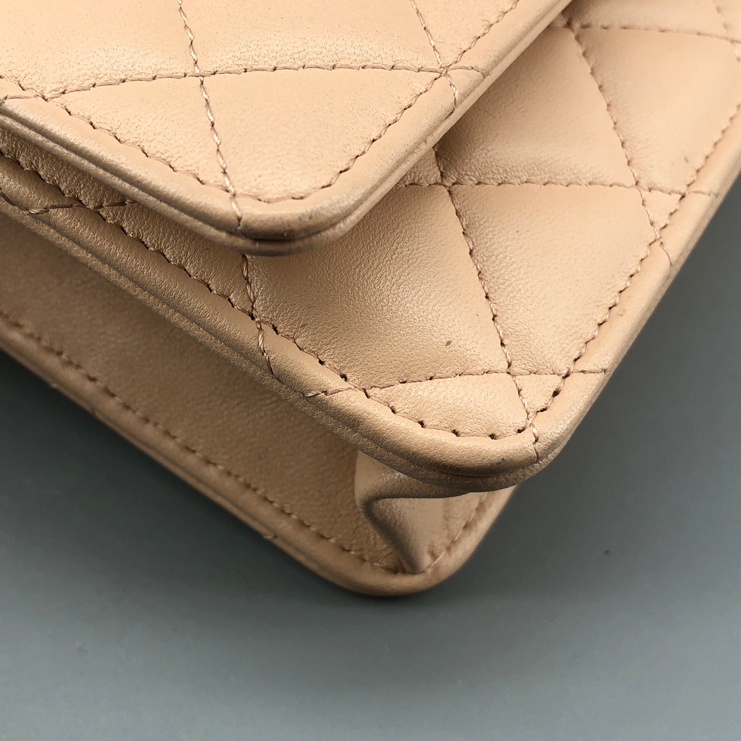 Chanel Nude Lambskin Quilted CC Camellia Crush Wallet on Chain WOC