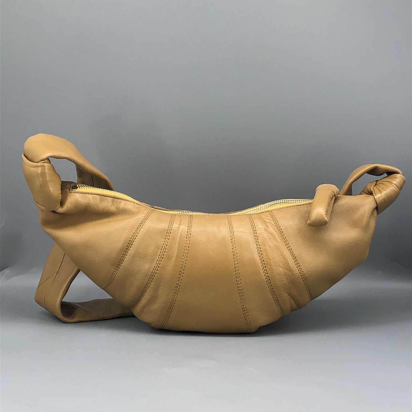 Lemaire Croissant Leather Shoulder Bag  Mustard Yellow
