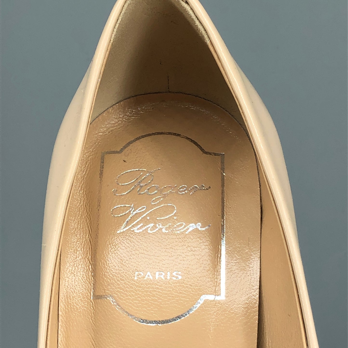 Roger Vivier Nude Patent Leather Square Buckle Platform High Heels 35.5
