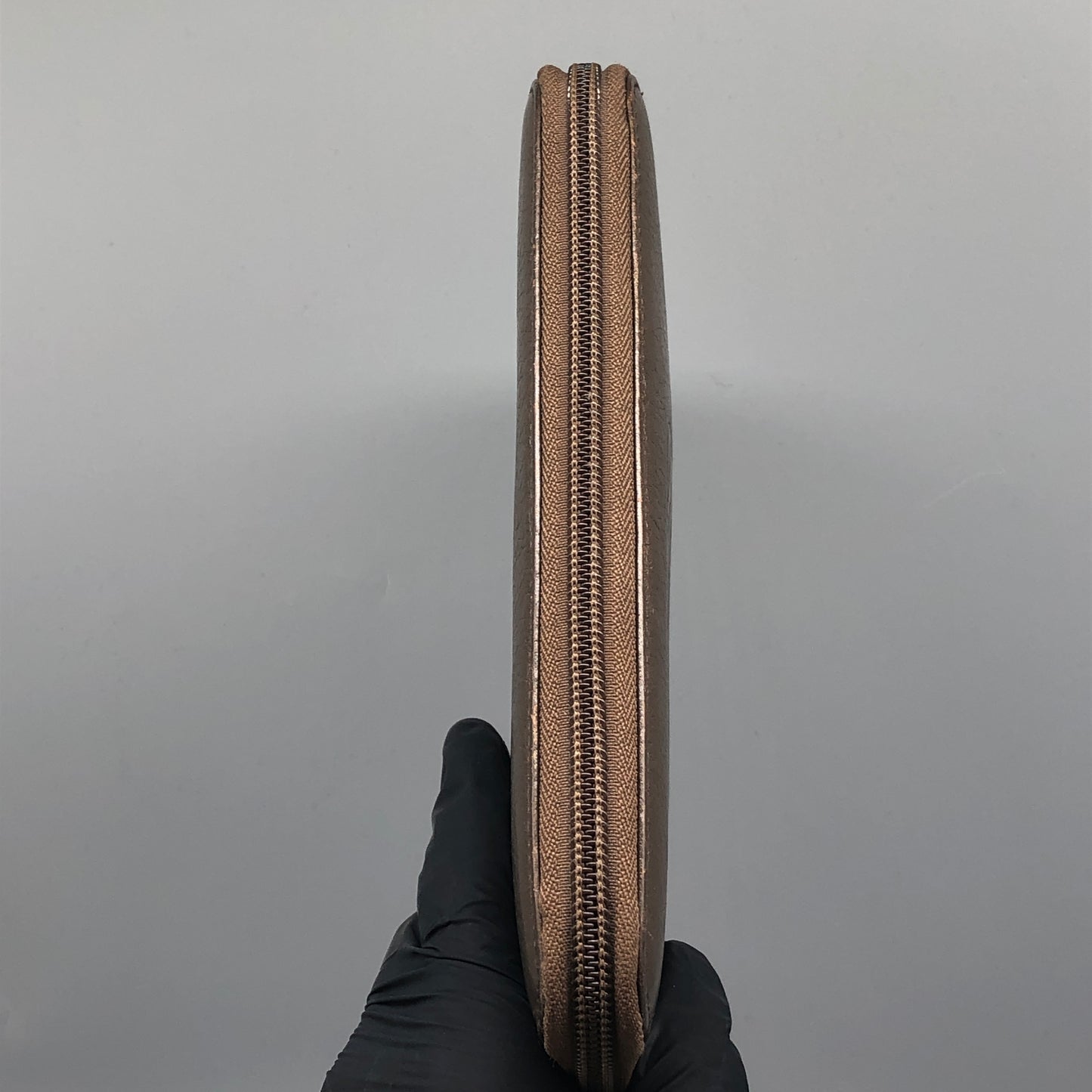 Ferragamo Taupe Brown Leather Zip-Around Long Wallet