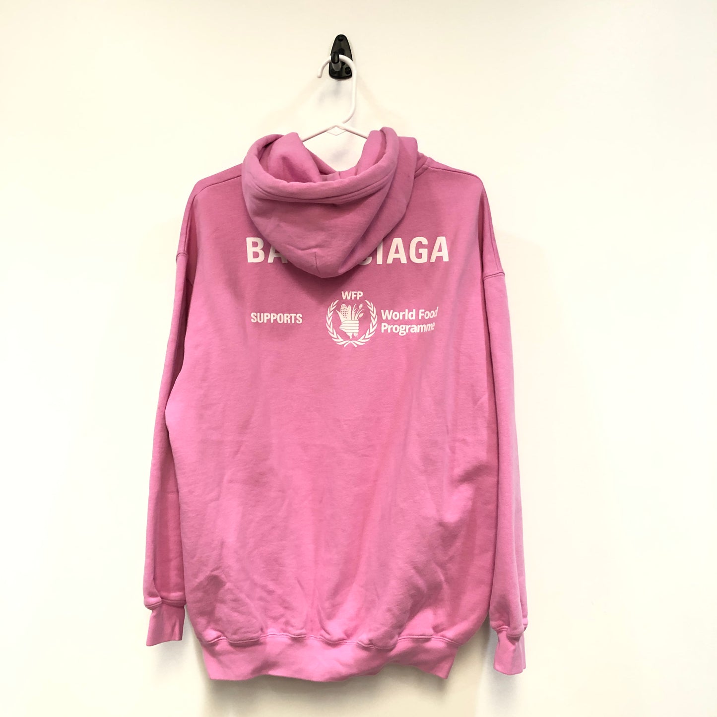 Balenciaga Pink Crest Logo Oversized Hoodie Size XS
