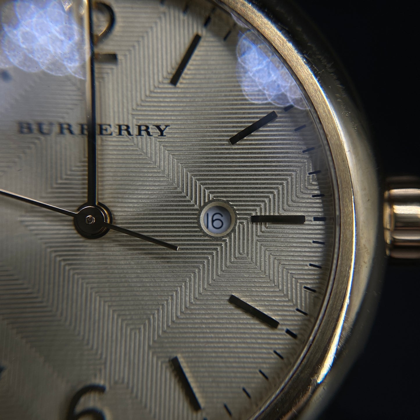 Burberry Gold Case Quartz Watch Dark Red Leather Strap