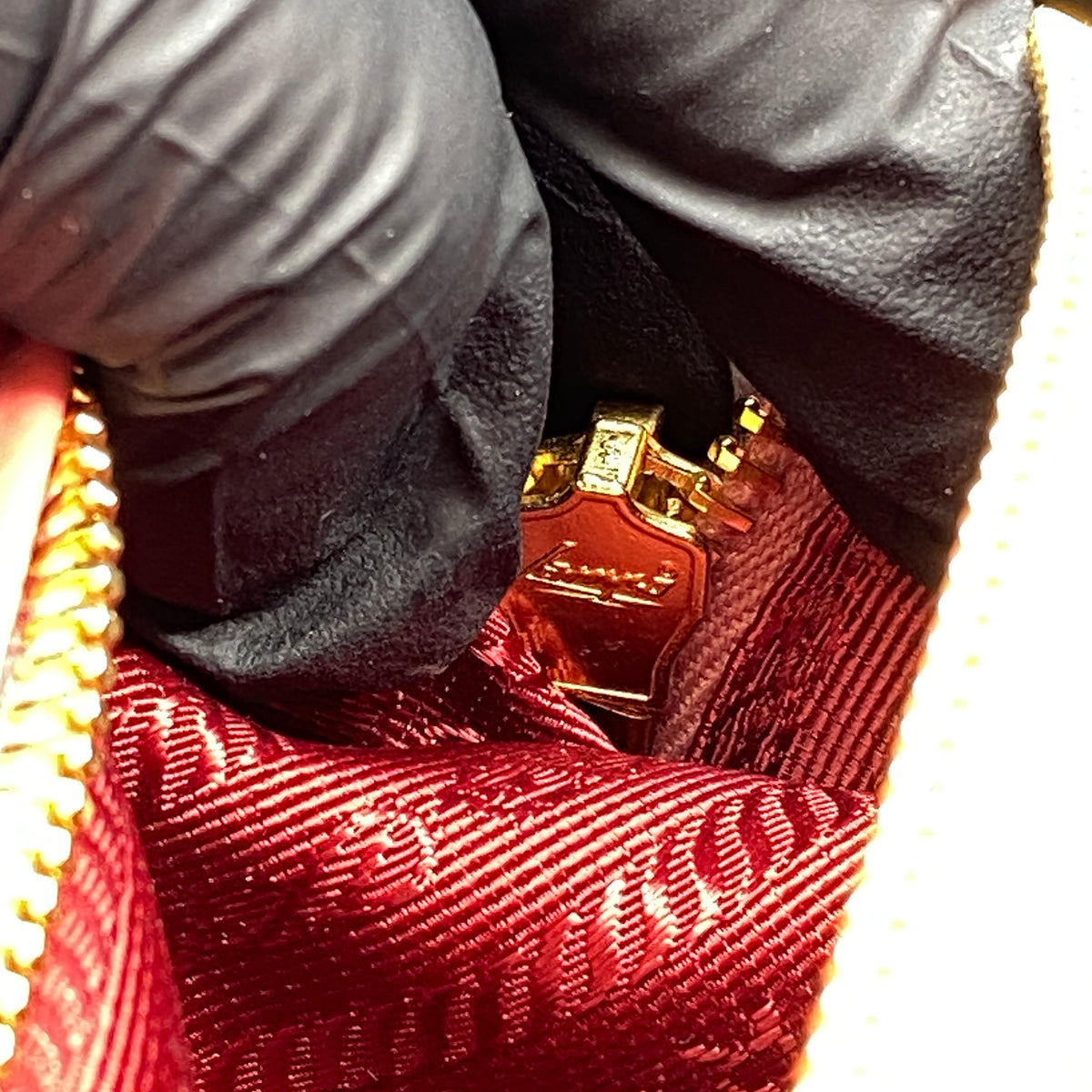 Prada Saffiano Vernice Small Galleria Double Zip Tote Arancio