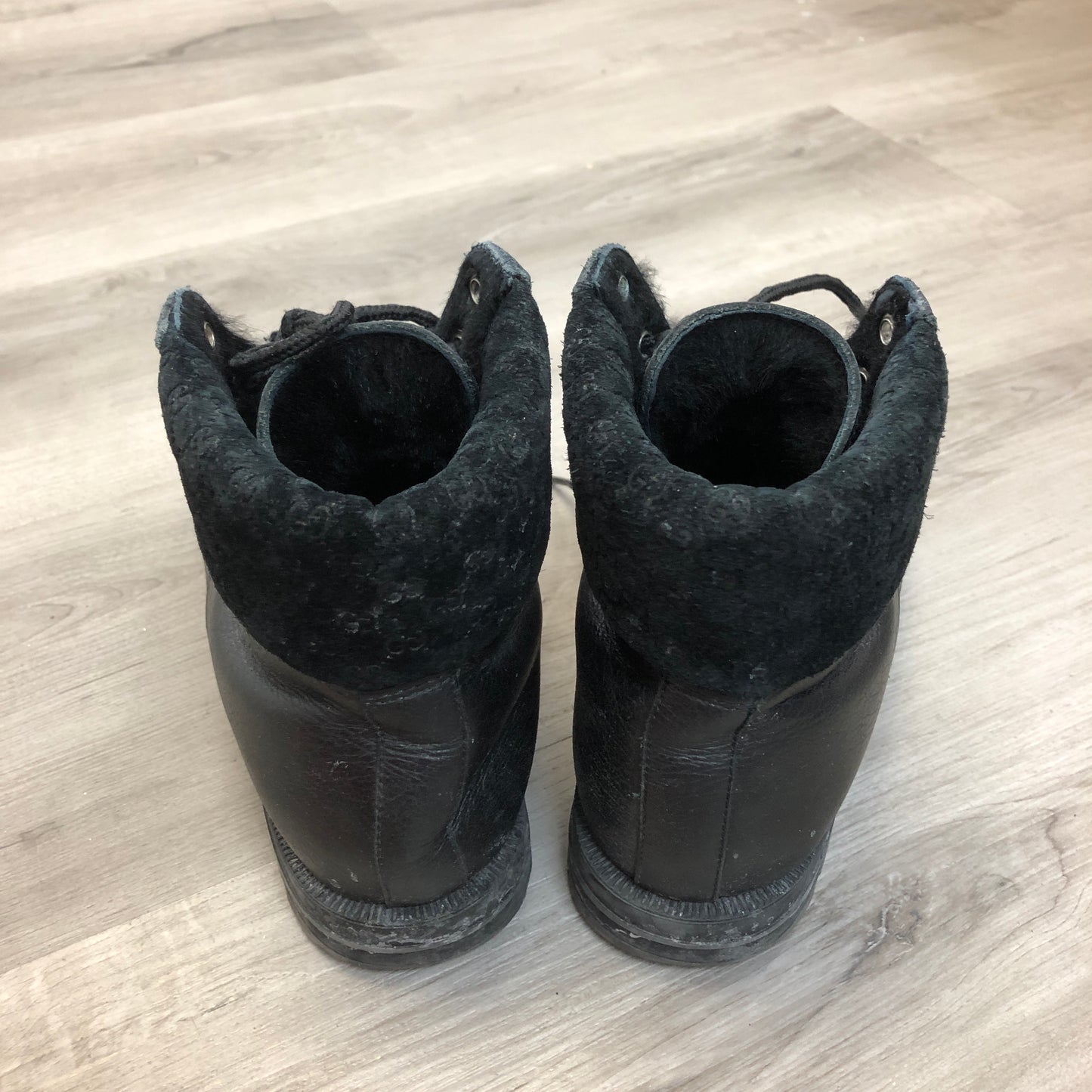 Gucci Women's Black Leather Combat Boots Size 35.5