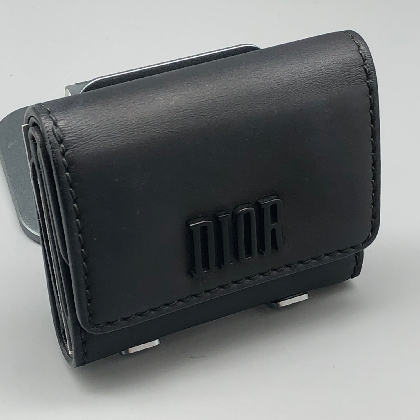 Christian Dior Black Leather Compact Wallet