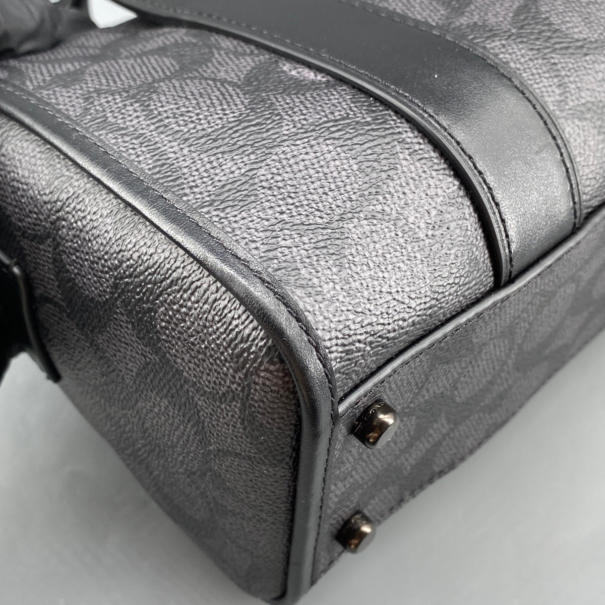 Coach Black Signature Canvas Barrel Top Handle Bag
